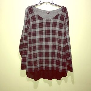 Torrid Pink Gray Plaid Knit Pullover sz 3 (22/24)